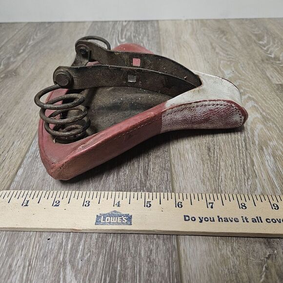 Mesinger Schwinn Vintage 60s S Seat Monogram Dual Sping Saddle Red White Retro - Picture 9 of 11